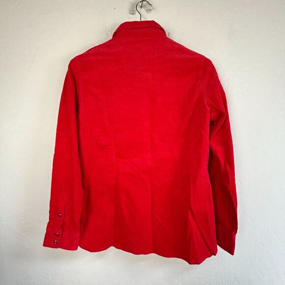 Woolrich Womens Red Pendulum Corduroy Shirt Medium Pockets Western Outdoor New - Picture 2 of 10